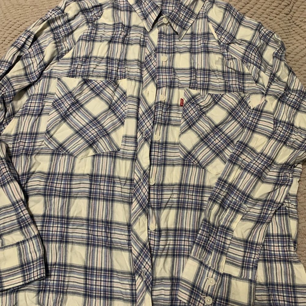 Levi's Blue and White Checkered Shirt